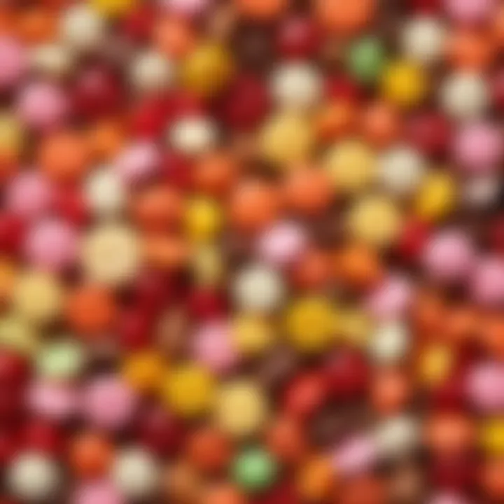 Detailed view of popular candy ingredients with labels