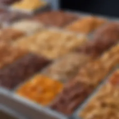 A vibrant display of glazed nuts arranged appealingly for retail.