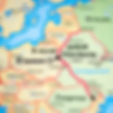 A road map showing routes from Lipetsk to Saint Petersburg