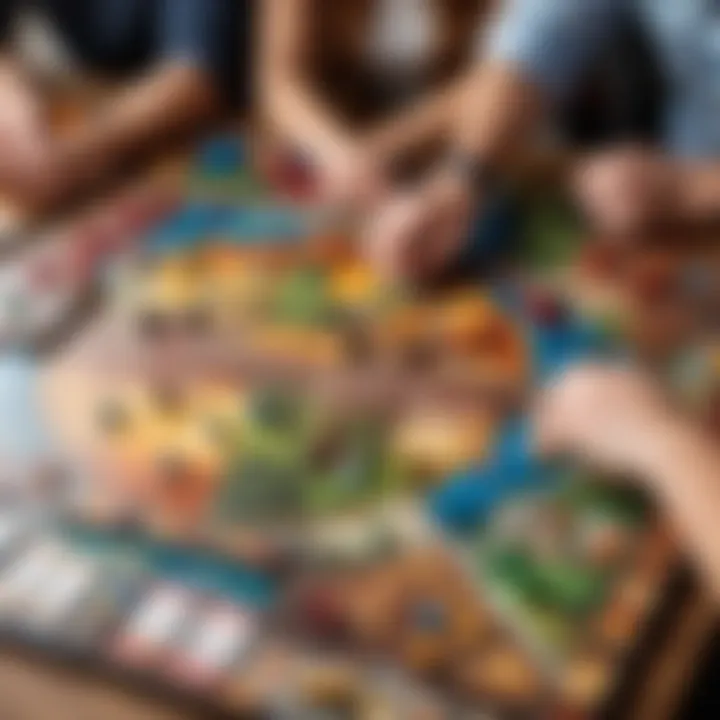 Diverse group enjoying a large board game