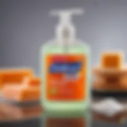 Close-up view of antibacterial soap composition