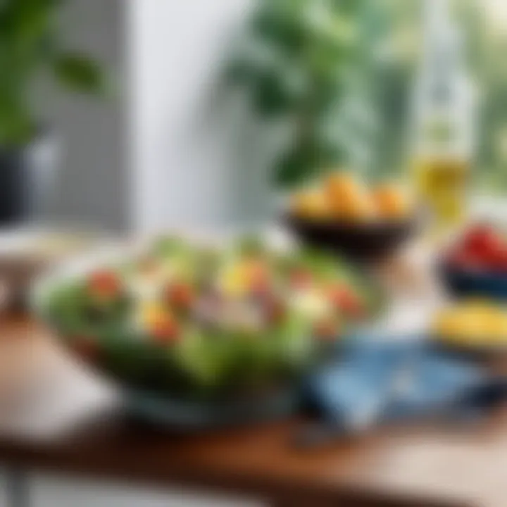 Elegant salad bowl set displayed on a dining table