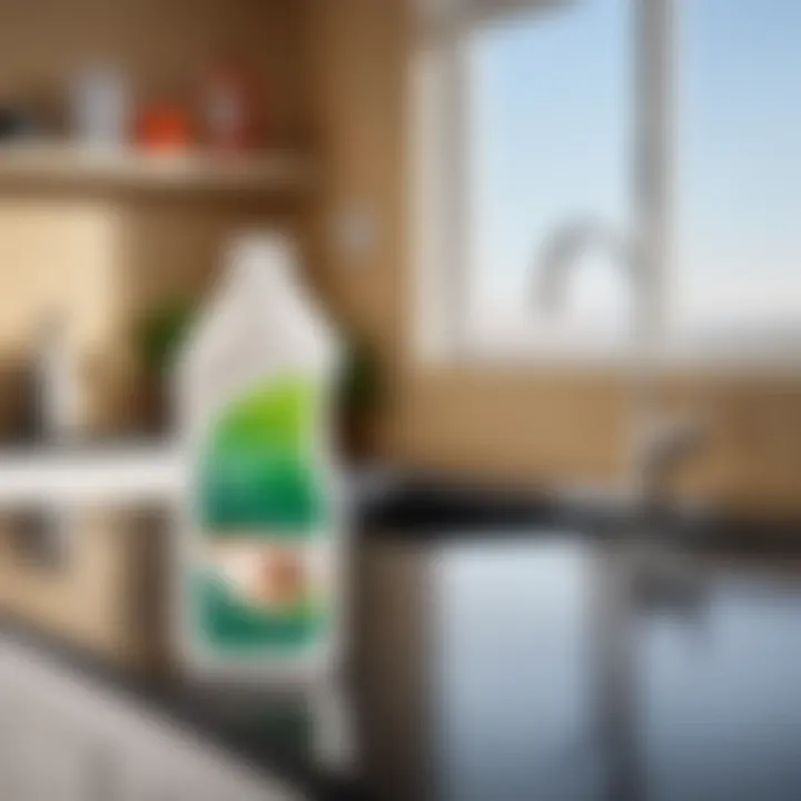 Bottle of Sanfor Bleach 3 in 1 on a countertop