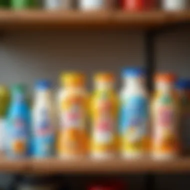 Variety of Condensed Milk Brands on a Shelf A kitchen shelf showcasing various brands of condensed milk
