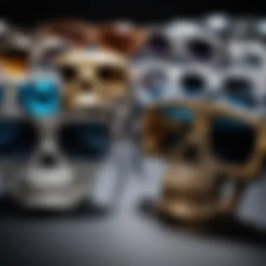 A collection of skull glasses illustrating their diverse styles