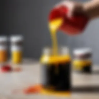 Artistic demonstration of paint pouring from a spill-proof jar