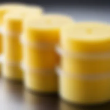 Close-up of materials used in sponge dispensers