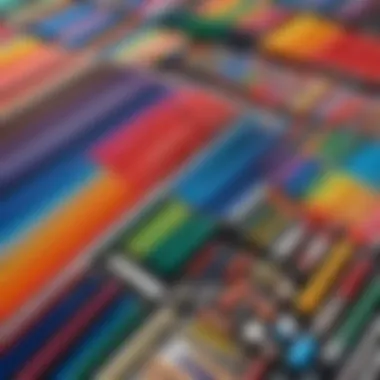 Colorful assortment of stationery products