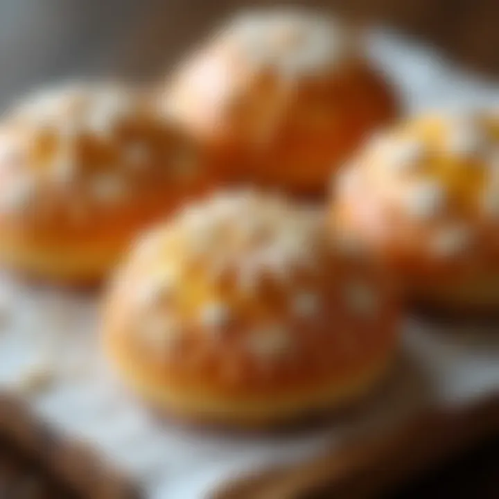 Close-up of a decorated pastry with stenciled patterns