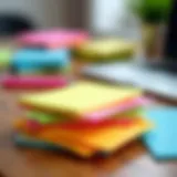 Colorful sticky notes on a desk