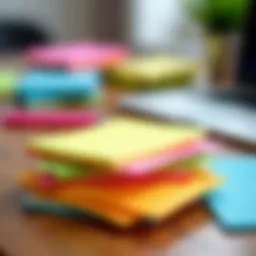 Colorful sticky notes on a desk