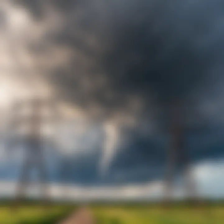 Storm clouds gathering over a power grid