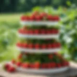 Strawberry tiered stand showcasing ripe berries