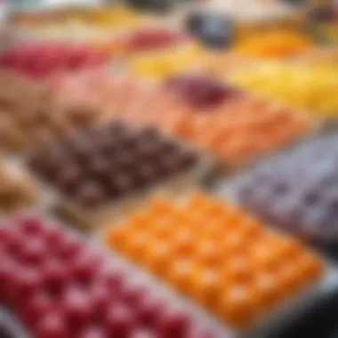 A vibrant market scene showcasing sweet treats