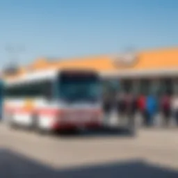 Bus terminal in Syzran with passengers