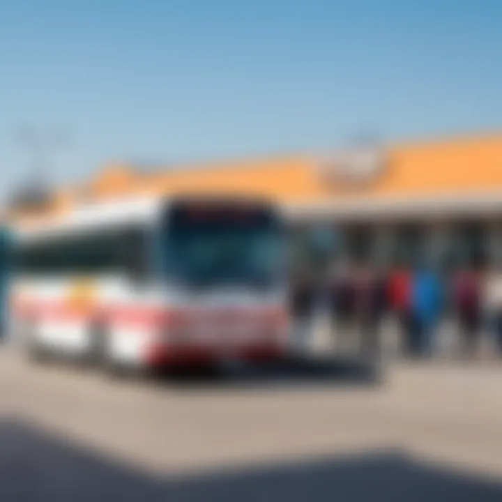 Bus terminal in Syzran with passengers