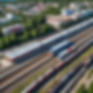 Aerial view of Talitsa station showcasing the transport links