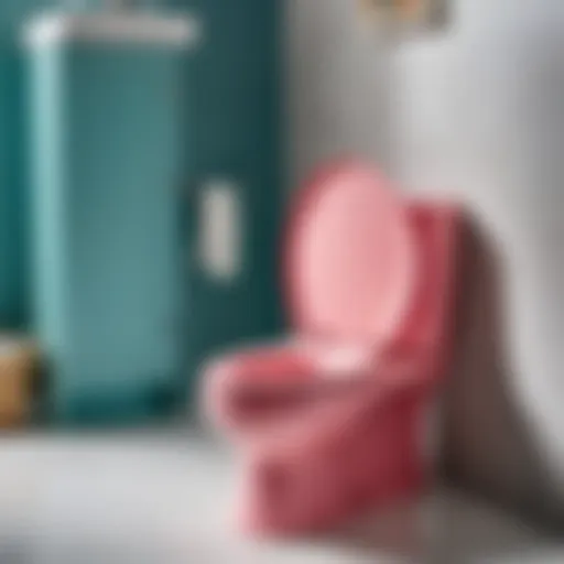 Colorful children's toilet seat in a bathroom setting