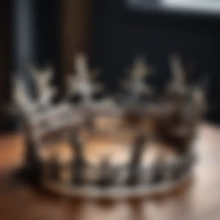 A sinister crown adorned with thorns, symbolizing power and malice.