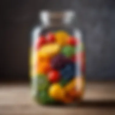 A beautifully arranged three-liter jar filled with colorful ingredients.