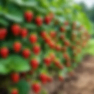 A thriving strawberry garden benefiting from cascading techniques in a sunny setting.