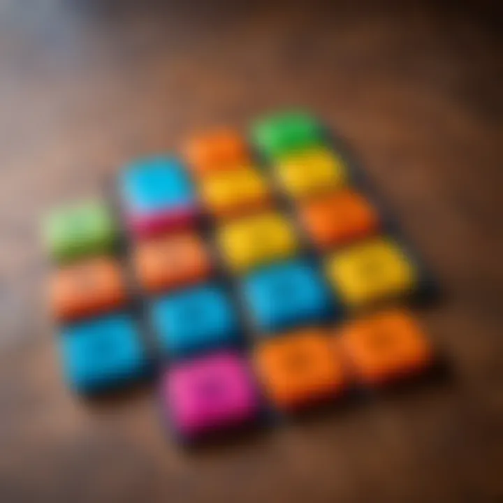 Colorful Tic-Tac-Toe grid with Xs and Os marked