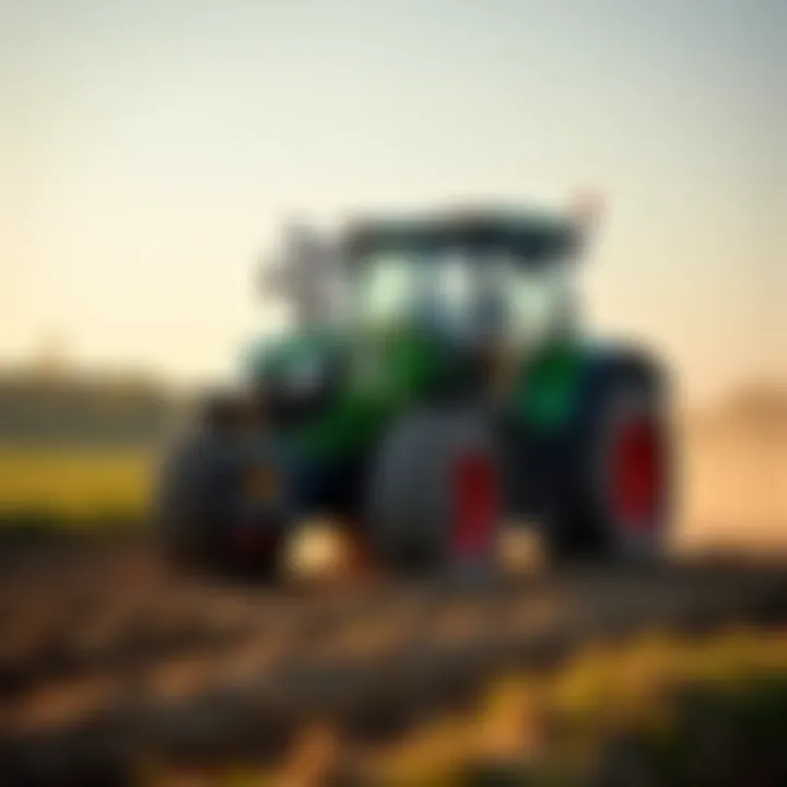 Tractor in action on a farm, illustrating its application in agriculture