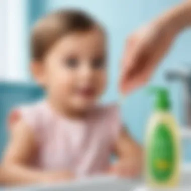 Illustration of Umka liquid soap for children showcasing its gentle formula