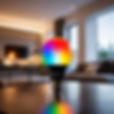 RGB bulb illuminating a modern living space