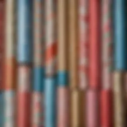 Variety of wrapping paper rolls showcasing textures and patterns