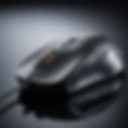 Detailed view of a USB optical mouse highlighting its sensor technology