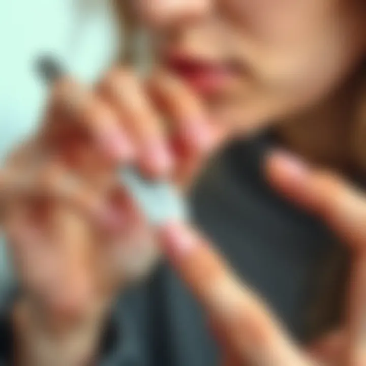 A person using a metal nail file for perfect nail shaping