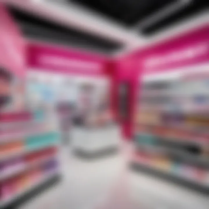 Retail environment of cosmetic products showcasing a vibrant display.