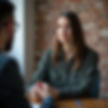 Interview scenario depicting candidates preparing for job opportunities