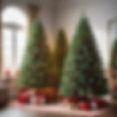 Variety of artificial Christmas trees showcasing different styles and decorations