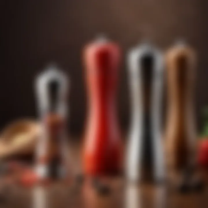 Variety of materials used in pepper mills