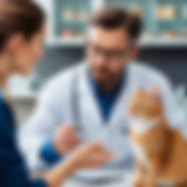 Veterinarian discussing pet nutrition with a cat owner