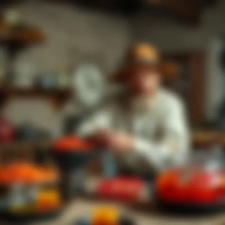 A historical depiction of jelly candy production in a vintage setting