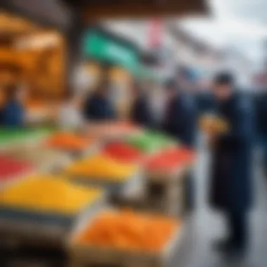 Market scene in Vladikavkaz depicting trade and economic activities