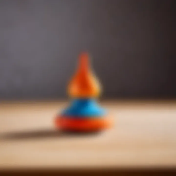 Contemporary image of a spinning top integrated into an educational environment.