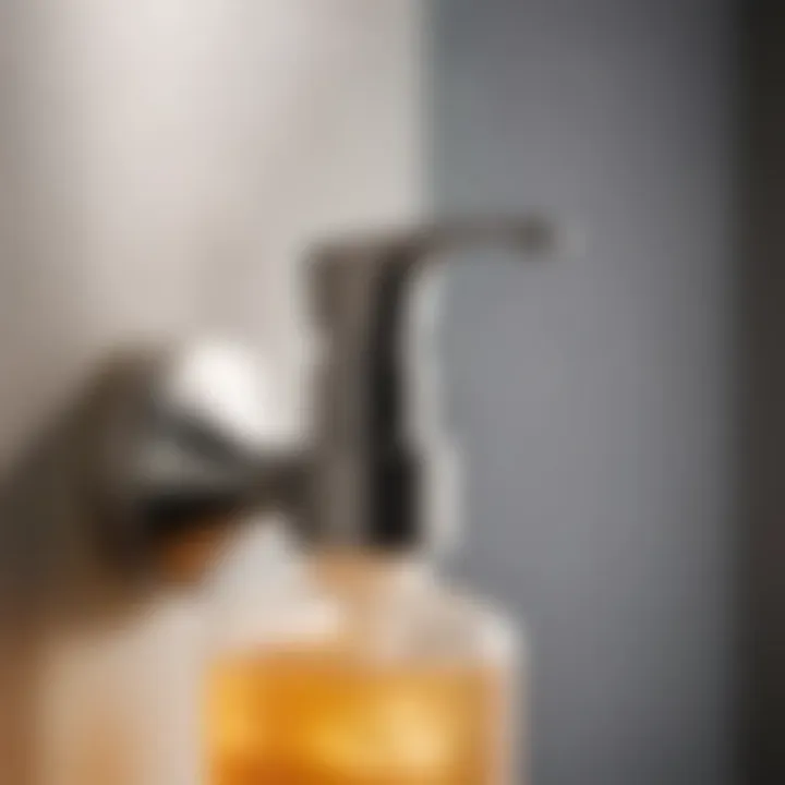 Close-up of a durable commercial soap dispenser