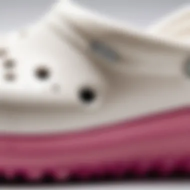 Close-up of soft materials used in warm Crocs