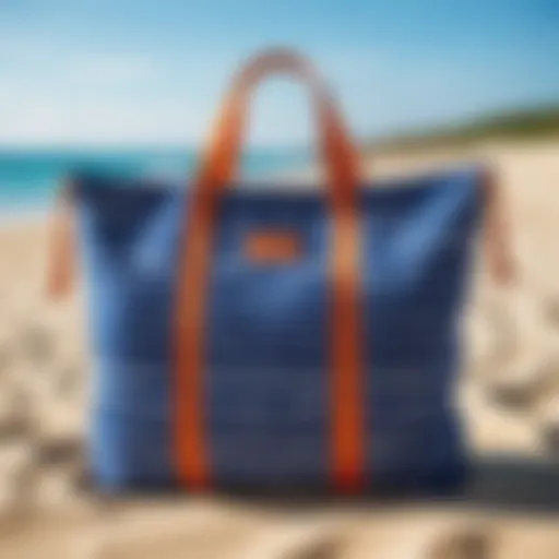 Stylish waterproof bag on a beach towel