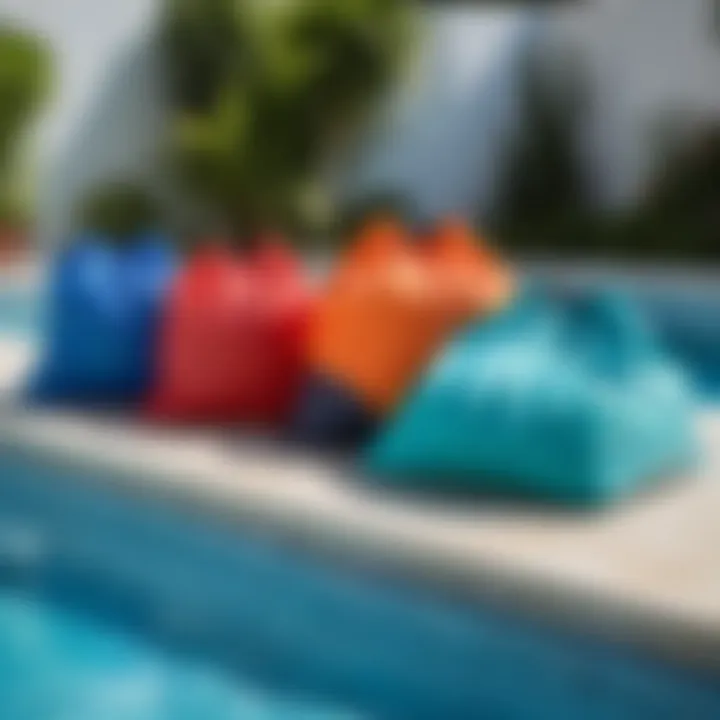 Collection of various wet bags for swimming pools