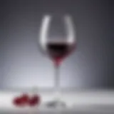 Elegant wine glass filled with red wine