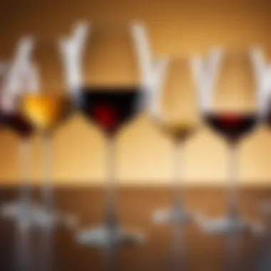 A variety of wine glasses displayed