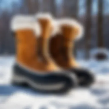 A close-up of winter boots suitable for cold climates in Petropavlovsk-Kamchatsky