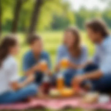 Families enjoying wolchonok soda at a picnic