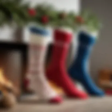 Stylish winter socks displayed with seasonal decor