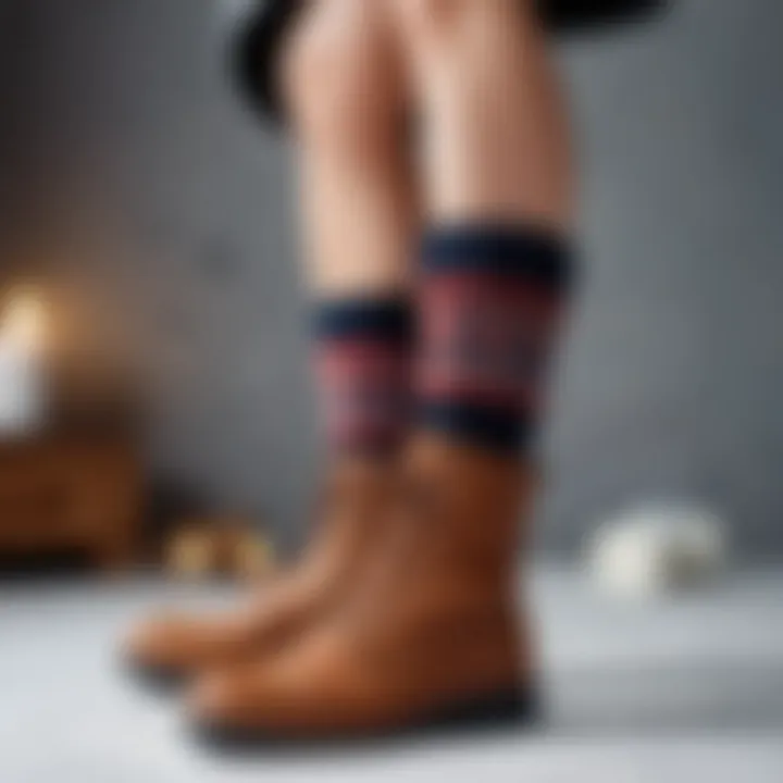 Trendy winter socks paired with fashionable footwear